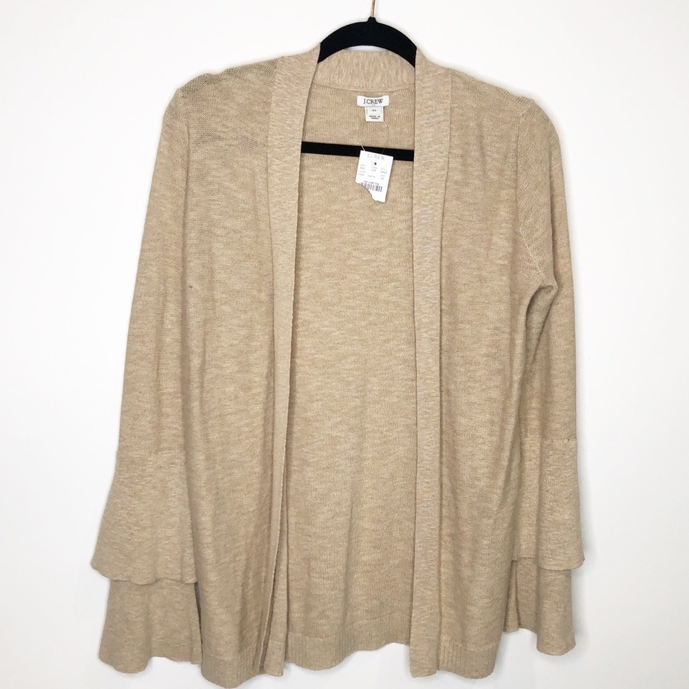 ✅ NWT J. Crew Cream Tiered Ruffled Sleeve Sweater X-SMALL